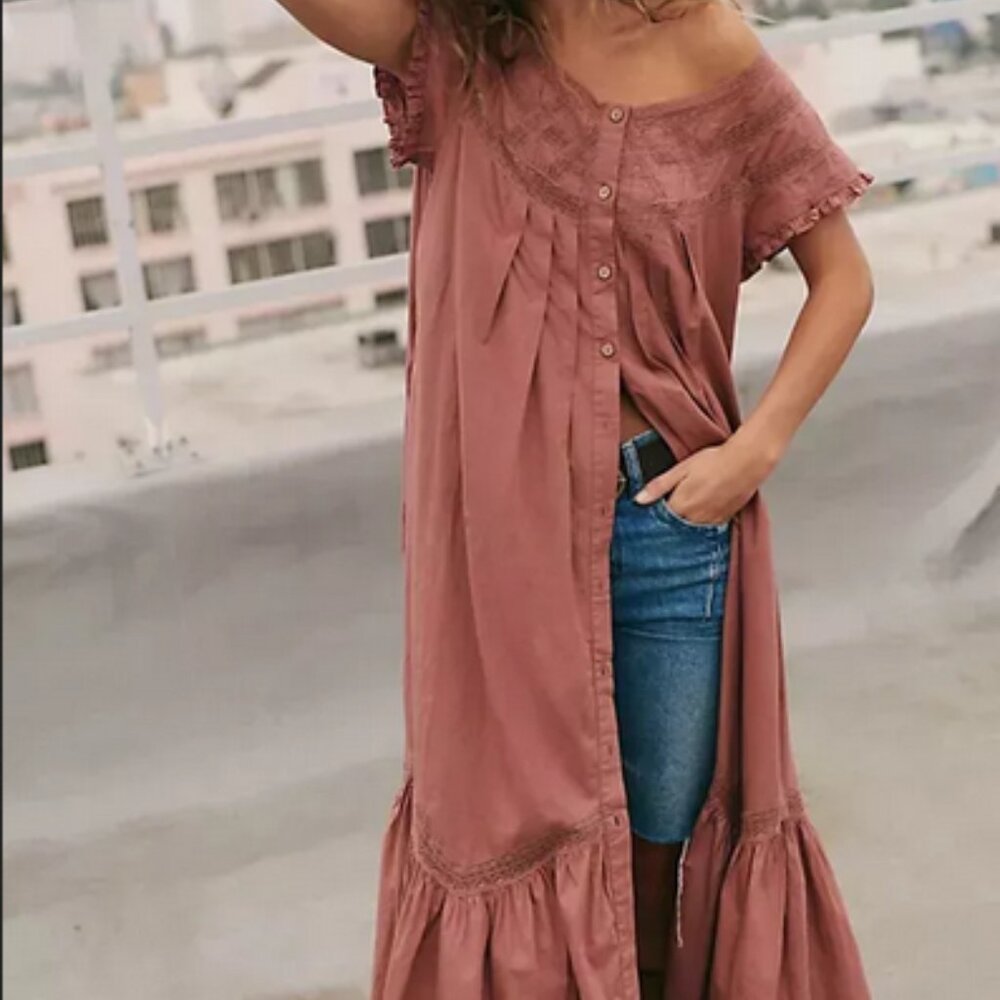 Free People Dusty Rose Off-Shoulder Maxi Dress